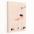 Large stretched canvas featuring a colorful, abstract depiction of various fruits and vegetables, ideal for kitchen wall art.