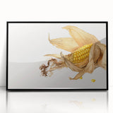 Large abstract wall art featuring assorted fruits in vibrant colors on a black acrylic framed print, ideal for kitchen decor.