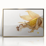 Large art print of assorted fruits in a mid-century modernist style, framed in gold acrylic.