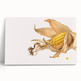 Large black and white photo of assorted fruits on stretched canvas, ideal for kitchen wall art.