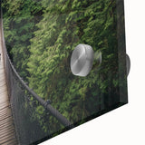 Close-up view of a vibrant landscape bridge design printed on acrylic glass, showcasing intricate details and rich colors, ideal for modern home decor.