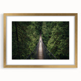 Gold landscape bridge frame with mat, showcasing a beautifully designed artwork. The frame features intricate detailing and a polished finish, ideal for enhancing home decor.