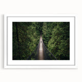 Landscape bridge frame with a white mat, showcasing a front view of the elegant design. Ideal for home decor, photography displays, or art exhibitions.