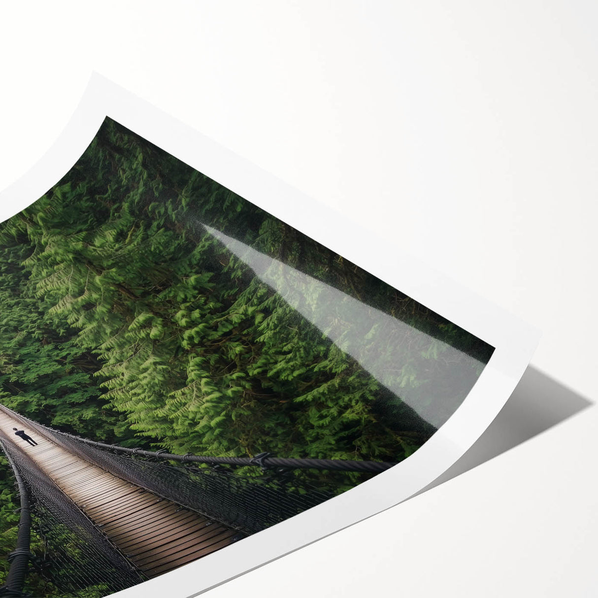 Vibrant landscape bridge rolled print showcasing intricate design details, featuring lush greenery and a serene waterway, packaged securely in a durable tube for safe delivery.