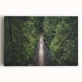 Vibrant landscape artwork of a bridge over a serene river, printed on stretched canvas with rich colors and fine details, perfect for home decor enthusiasts.