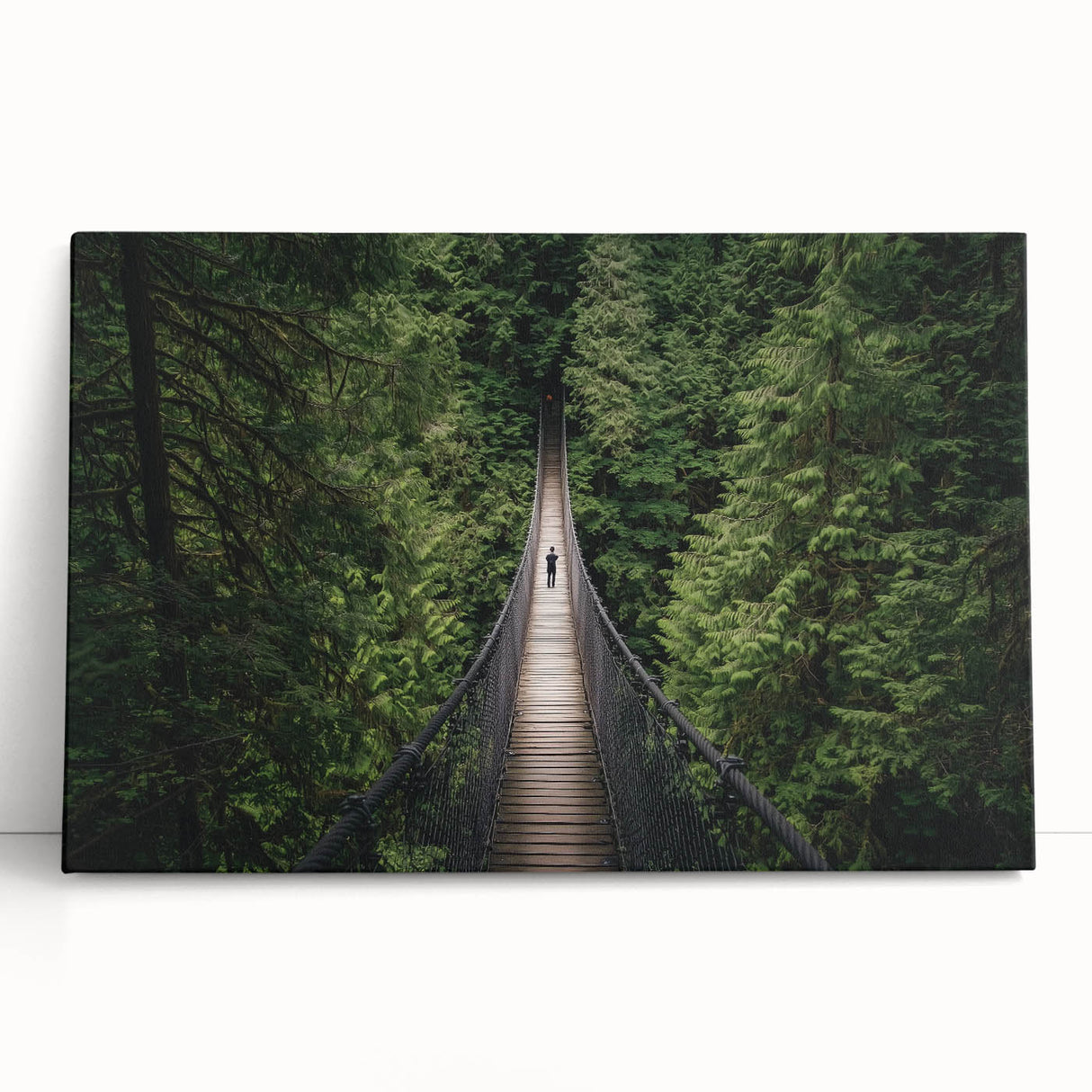 Landscape canvas artwork depicting a serene bridge over a calm river, featuring vibrant colors and detailed textures, perfect for home decor or office spaces.