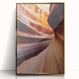 Framed acrylic artwork showcasing a stunning landscape of canyons with vibrant gold accents, designed to enhance modern home decor and add a touch of elegance.