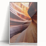 Framed acrylic artwork depicting a stunning landscape of colorful canyons, showcasing vibrant hues and intricate details, perfect for enhancing modern home decor.