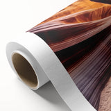 Vibrant rolled canvas print showcasing a breathtaking landscape of colorful canyons, featuring rich earth tones and intricate details, perfect for home decor.