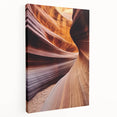 Stretched canvas artwork depicting a stunning landscape of canyons in vibrant hues, showcasing intricate details and textures, ideal for enhancing home decor.