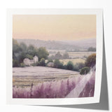 Landscape countryside wall art print showcasing a vibrant green meadow under a bright blue sky, framed for elegant display in home decor. Perfect for nature lovers.