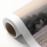 Vibrant landscape countryside wall art on rolled canvas showcasing lush green fields and a serene sky, perfect for enhancing home decor aesthetics.