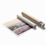 Serene landscape countryside wall art rolled print featuring lush green fields, a vibrant blue sky, and soft clouds, perfect for enhancing home decor.