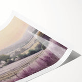 Landscape countryside wall art rolled print showcasing vibrant green fields and a serene blue sky, perfect for adding a touch of nature to home decor.