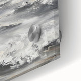 Close-up of a vibrant acrylic landscape artwork showcasing a colorful sunset over rolling hills, highlighting intricate brushstrokes and rich textures, ideal for home decor.