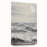 Acrylic glass artwork showcasing a vibrant landscape design, displayed in a side view with colorful pins securing it, emphasizing artistic detail and depth.