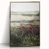 Framed acrylic artwork showcasing a serene countryside landscape with gold accents, ideal for home decor, adding elegance and tranquility to any space.