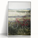 Framed acrylic artwork depicting a serene countryside landscape, featuring lush greenery and rolling hills, presented in a modern white frame for elegant decor.