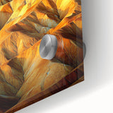 Close-up view of a vibrant desert landscape acrylic artwork, showcasing intricate details and textures in warm earth tones, ideal for modern home decor.