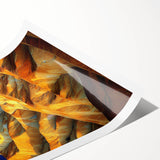 Desert landscape art print rolled in a sturdy tube, showcasing vibrant warm hues and intricate details, perfect for home decor enthusiasts and art collectors.