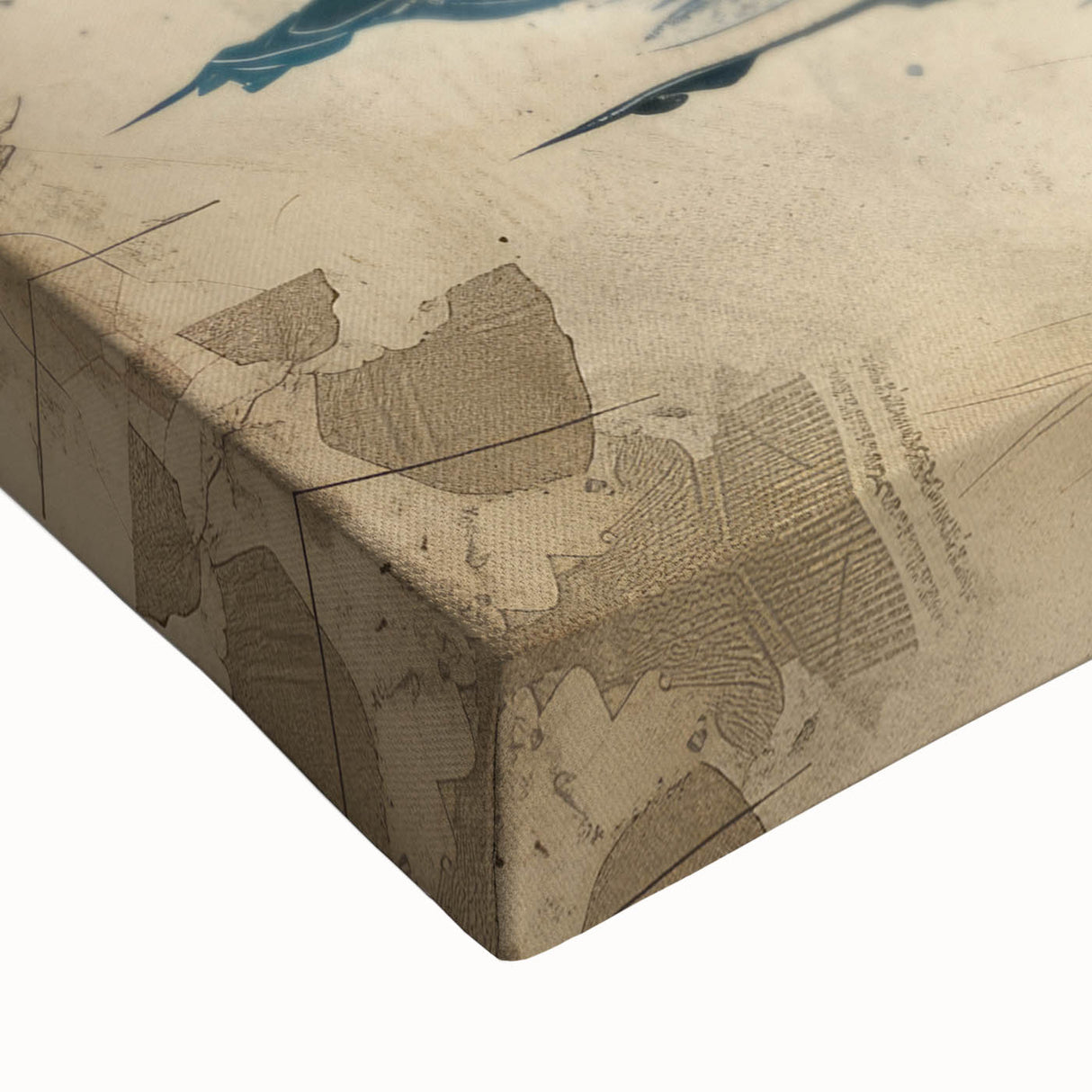 Close-up of a stretched canvas wall art depicting a serene lighthouse scene, showcasing vibrant colors and intricate details, perfect for home decor. Ideal for coastal-themed interiors.