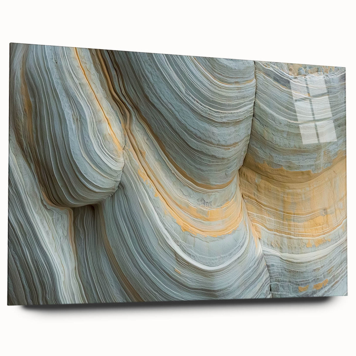 Large abstract floral design in soft pink and white hues on acrylic glass, suitable for bedroom or dining room decor.