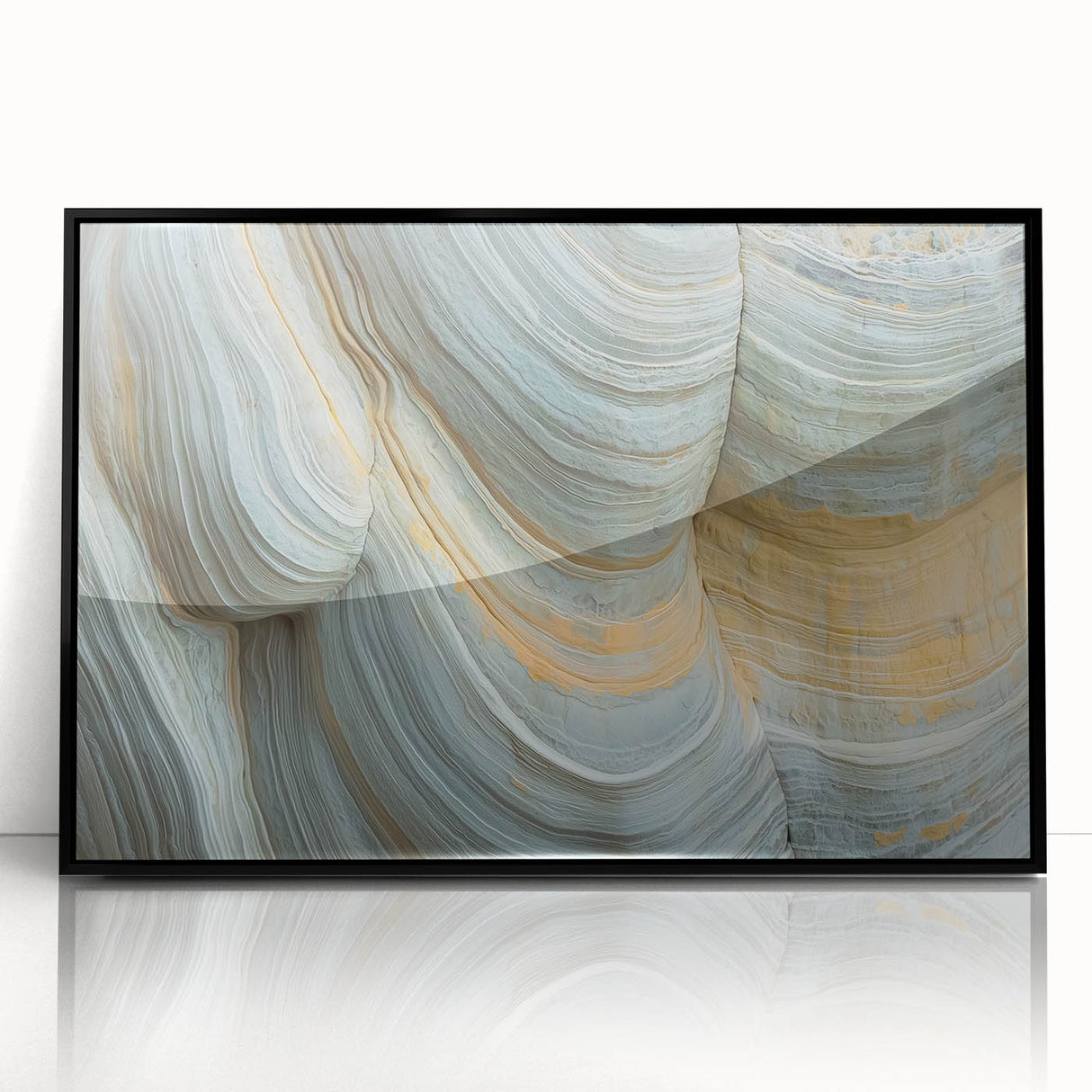 Large abstract wall art featuring a close-up floral design in vibrant colors, framed in black acrylic.