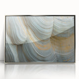 Mid-century modernist floral acrylic print in silver frame, featuring soft pastel shades, ideal for nursery wall art.