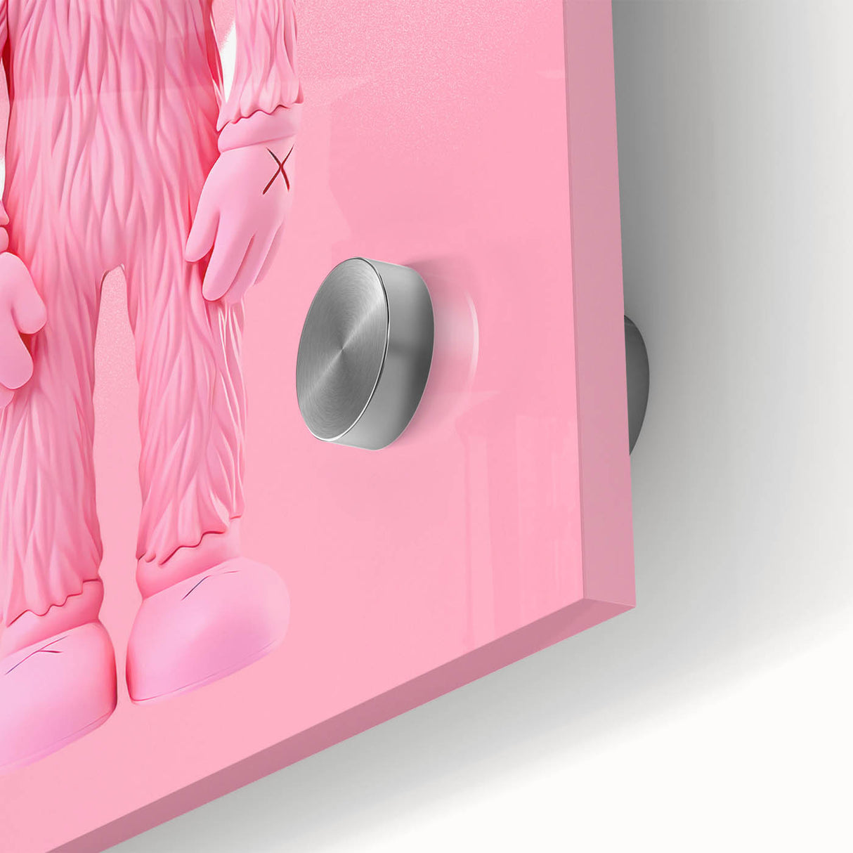 Unique Pop Art Wall Art – Playful KAWS-Inspired Pink Figure on Pink Background