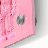 Unique Pop Art Wall Art – Playful KAWS-Inspired Pink Figure on Pink Background