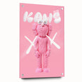 Unique Pop Art Wall Art – Playful KAWS-Inspired Pink Figure on Pink Background