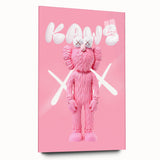 Unique Pop Art Wall Art – Playful KAWS-Inspired Pink Figure on Pink Background
