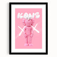 Unique Pop Art Wall Art – Playful KAWS-Inspired Pink Figure on Pink Background