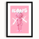 Unique Pop Art Wall Art – Playful KAWS-Inspired Pink Figure on Pink Background