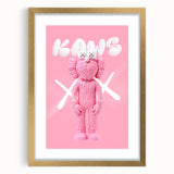 Unique Pop Art Wall Art – Playful KAWS-Inspired Pink Figure on Pink Background