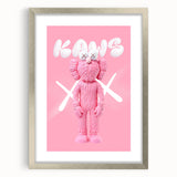 Unique Pop Art Wall Art – Playful KAWS-Inspired Pink Figure on Pink Background