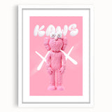 Unique Pop Art Wall Art – Playful KAWS-Inspired Pink Figure on Pink Background