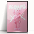 Unique Pop Art Wall Art – Playful KAWS-Inspired Pink Figure on Pink Background