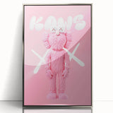 Unique Pop Art Wall Art – Playful KAWS-Inspired Pink Figure on Pink Background