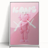 Unique Pop Art Wall Art – Playful KAWS-Inspired Pink Figure on Pink Background