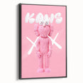 Unique Pop Art Wall Art – Playful KAWS-Inspired Pink Figure on Pink Background