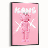 Unique Pop Art Wall Art – Playful KAWS-Inspired Pink Figure on Pink Background