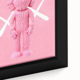 Unique Pop Art Wall Art – Playful KAWS-Inspired Pink Figure on Pink Background