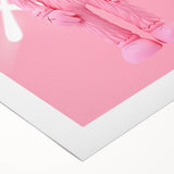 Unique Pop Art Wall Art – Playful KAWS-Inspired Pink Figure on Pink Background