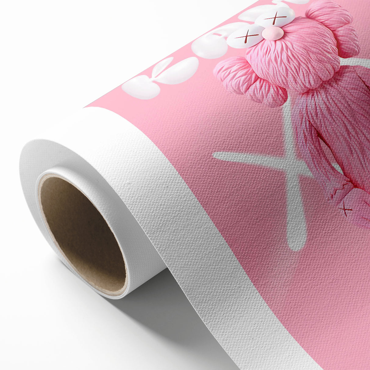 Unique Pop Art Wall Art – Playful KAWS-Inspired Pink Figure on Pink Background
