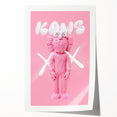 Unique Pop Art Wall Art – Playful KAWS-Inspired Pink Figure on Pink Background