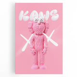 Unique Pop Art Wall Art – Playful KAWS-Inspired Pink Figure on Pink Background