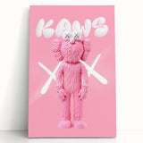 Unique Pop Art Wall Art – Playful KAWS-Inspired Pink Figure on Pink Background