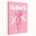 Unique Pop Art Wall Art – Playful KAWS-Inspired Pink Figure on Pink Background