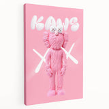 Unique Pop Art Wall Art – Playful KAWS-Inspired Pink Figure on Pink Background